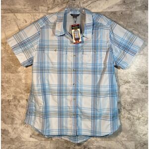 Eddie Bauer Women's XL Blue Plaid Short Sleeve Adventure Shirt UPF 50 NWT
